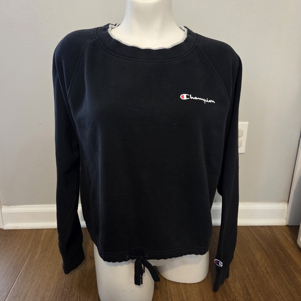 Champion Women's Black Drawstring Sweatshirt